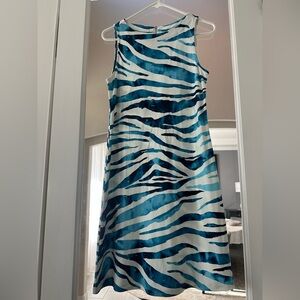 Tommy Bahama Teal and White Zebra Print Mini Dress